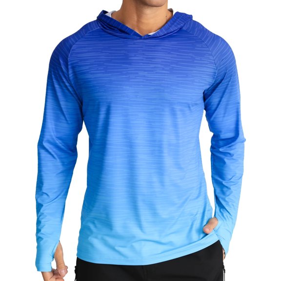 APTRO Men's UPF 50  Sun Protection Hoodie Shirts Long Sleeve UV Outdoor Fishing Shirts SPF Rash Guard Shirts for Men Gradient Blue L