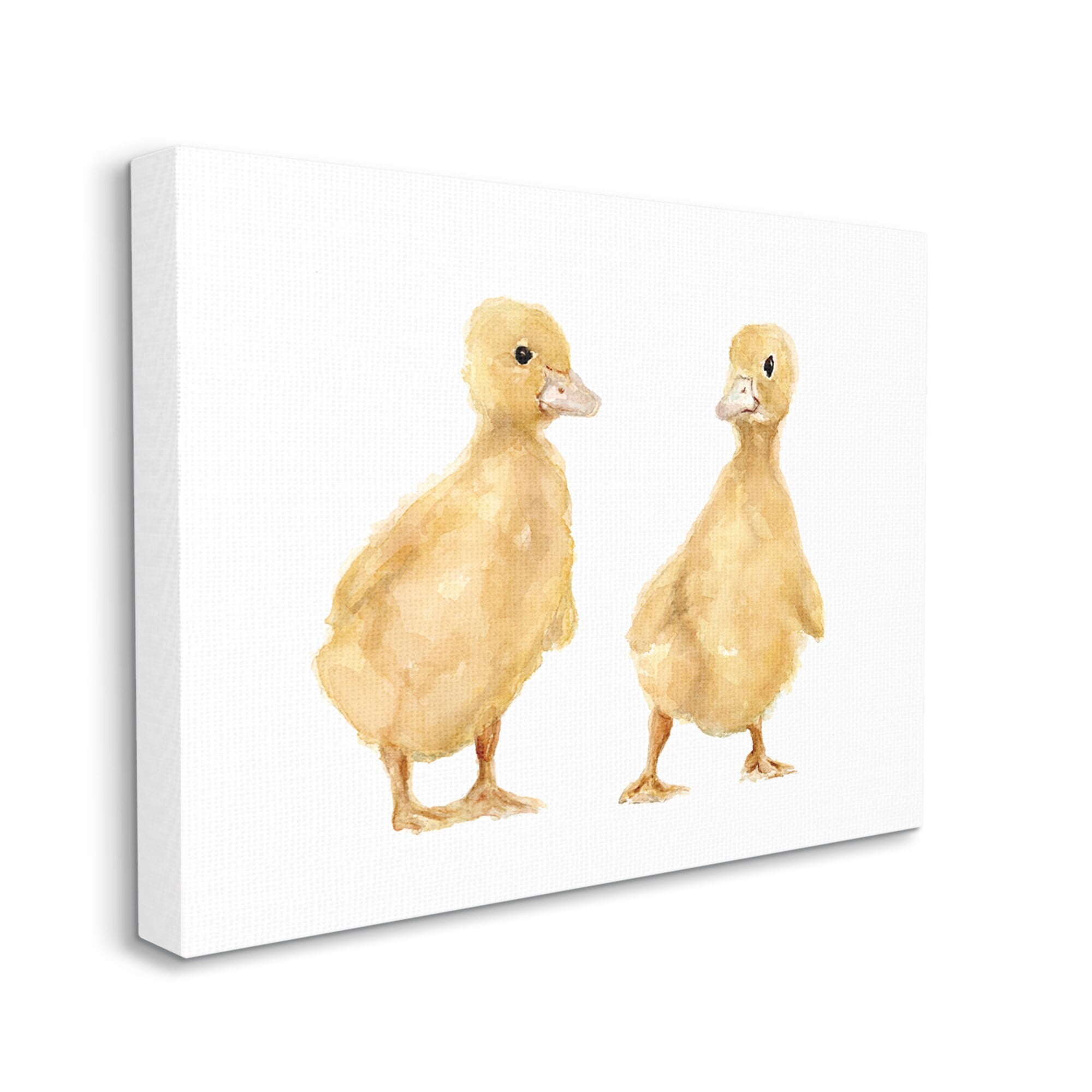 Stupell Industries Yellow Duckling Pair Watercolor Portrait Children's Nursery Animals, 48 x 36,Design by Fox Hollow Studios