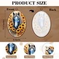 thumbnail image 3 of Farmhouse Canvas Wall Art Blue Horse Surrounded by Sunflowers Autumn Leaves Oval Framed Canvas Prints Vintage Wall Hanging Decor for Home Decorations 8.6"x11.4", 3 of 7