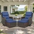 thumbnail image 5 of Opohoro 5-Piece Patio Conversation Set with Swivel Chairs, Ottomans and Side Table, Deep Seat Wicker Outdoor Seating for Porch, 5 of 10