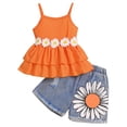 thumbnail image 2 of EnJoCho Kid Girls Clothes Outfits Bowknot T-Shirt + 2 In 1 Denim Short Skort Summer Clothing Set, Girls Shirt and Shorts Set Kindergarten Starter Pack Size 4-10 Years, 2 of 9