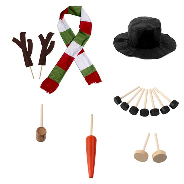 Yuarrent Kit de decoración de muñeco de nieve de Navidad, bufanda, botón de madera, juego de disfraces de dibujos animados, juguetes para niños, Kits de decoración para fiestas Tipo 1 Yuarrent HA046541-01