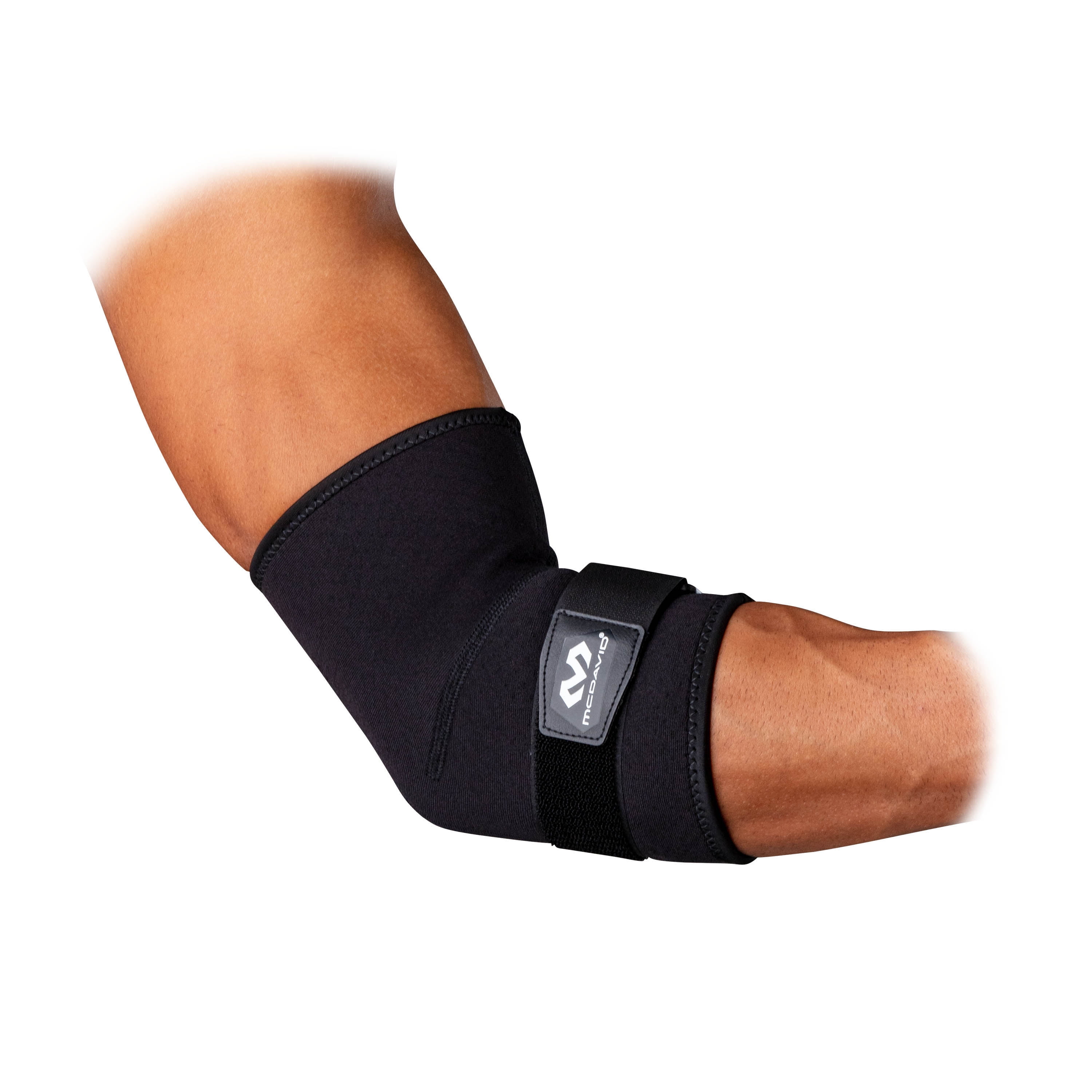 McDavid Sport Injury and Pain Relief Compression Black Elbow Sleeve with Strap Support, Large/Extra-Large