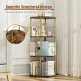 thumbnail image 5 of Flycity 3 Tier Rotate Bookcases, 360° Display Spin Bookcases Corner Shelf with Special Visible Partition Storage, Gold, 5 of 10