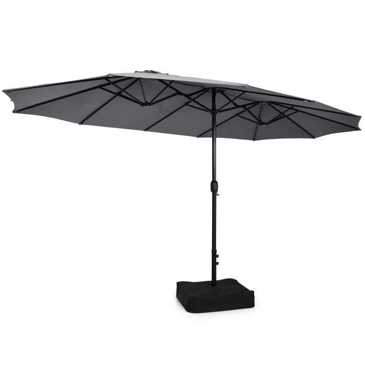 Aimee Lii 9 Pieces Patio Furniture Sets, Outdoor Dining Set with 15" Double-Sided Twin Patio Umbrella, Gray Aimee Lii 9 Pieces Patio Furniture Sets, Outdoor Dining Set with 15" Double-Sided Twin Patio Umbrella, Gray