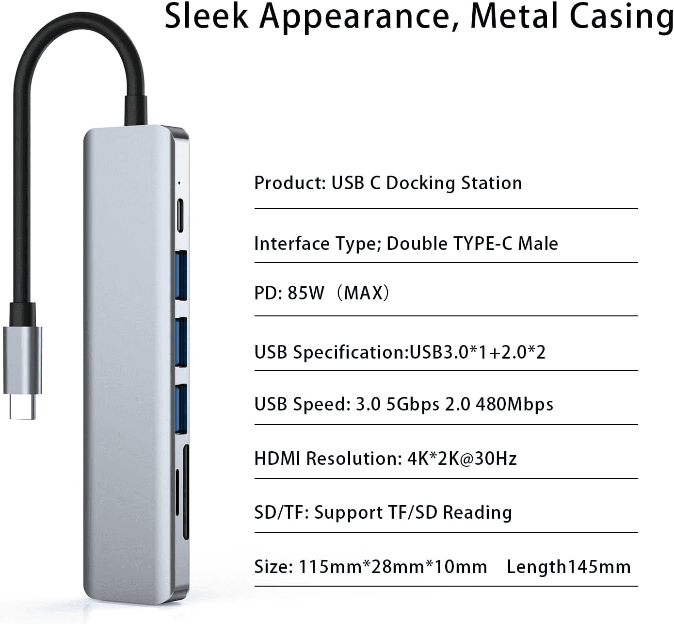 Feylan USB C hub 4K 30Hz type C to HDMI-compatible USB 3.0 adapter 11 in 1 type C hub dock PD 87W USB C splitter for MacBook Pro Air
