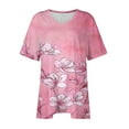thumbnail image 5 of Fancifize Plus Size Womens Floral Blouse Short Sleeve V Neck Tunic Top Loose Casual Dressy Shirt for Summer,, 5 of 6