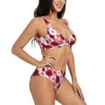 thumbnail image 2 of Kdxio Rose Print Women's 2 Piece High Waisted Wrap Spaghetti Strap Summer Swimsuit Bikini Set-Medium, 2 of 7