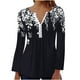 thumbnail image 1 of ICHUANYI Clearance Women Fashion Summer Sexy Fold Printed Regular Women Long Sleeves V Neck Button(Black, XXL) Ichaunyi WER2023081017198, 1 of 2