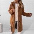 thumbnail image 4 of Skymirror Women Trench Coat Plush Thicken Overcoat Autumn Winter Single-breasted Teddy Jacket Long Style Outwear Streetwear, 4 of 7