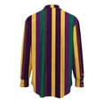 thumbnail image 5 of LEKWK Mardi Gras Shirts for Women Beaded Chain Stripe Button Down Blouses & Button-Down Shirts Long Sleeve Lapel Neck Casual Daily Wear, 5 of 5