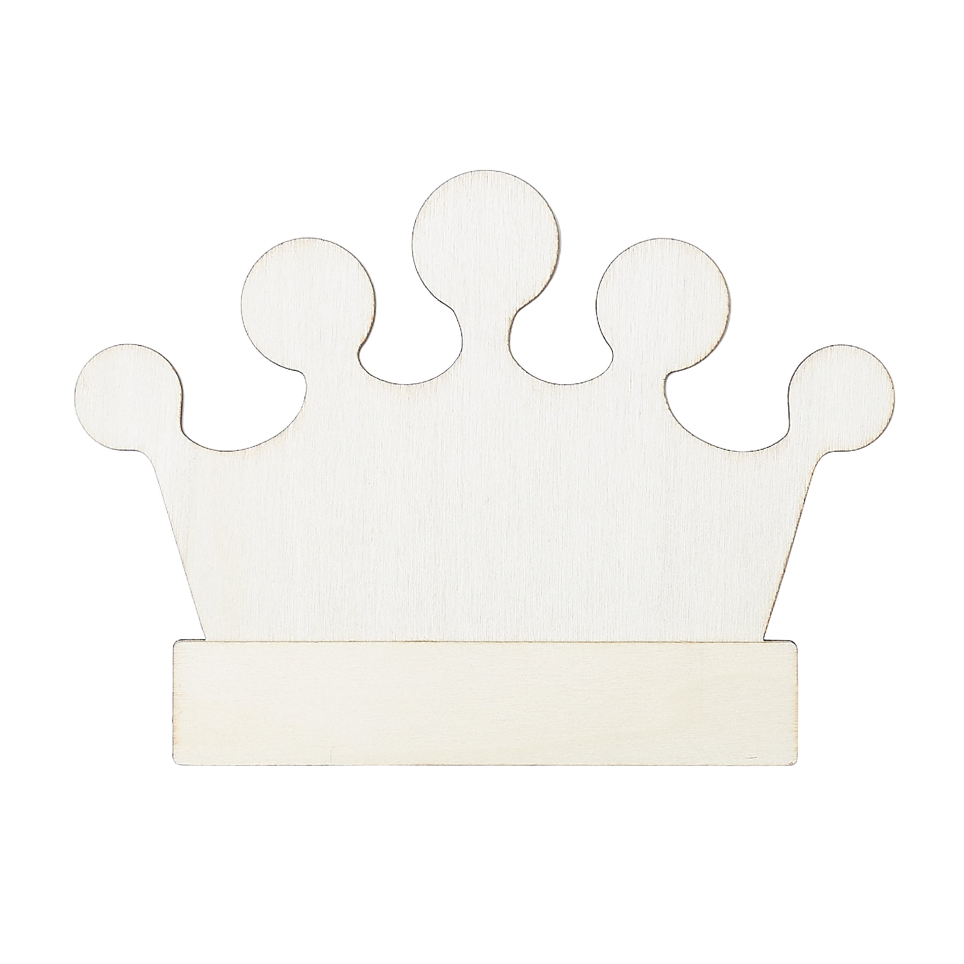 (4 pack) Plaid Unpainted Wood Surface Layered Shape, Crown, 7"