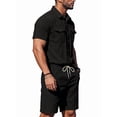 thumbnail image 2 of Men's Short Sleeve Sets Shirts Set 2 Piece Shirt Outfit Black S, 2 of 7