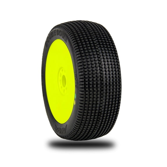 AKA PRODUCTS INC. 18 Buggy DOUBLE DOWN Soft EVO Mntd Yel AKA14019QRY RC Tire