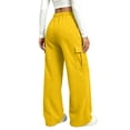 thumbnail image 6 of Cargo Sweatpants for Women Baggy Drawstring Wide Leg Sweatpants with Pockets Fall Casual Loose Sweat Pants, M, 6 of 8