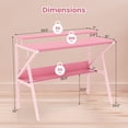 thumbnail image 3 of Costway Home Office Desk with Monitor Stand, Open Shelf & Metal Frame, Earphone Hook Pink, 3 of 10