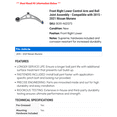 thumbnail image 2 of Front Right Lower Control Arm and Ball Joint Assembly - Compatible with 2015 - 2021 Nissan Murano 2016 2017 2018 2019 2020, 2 of 2