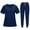 Navy Blue, variant on Unisex Solid - Color Elastic Scrub Set for SPA Nurses and Workplaces - Combining Comfort and Professionalism