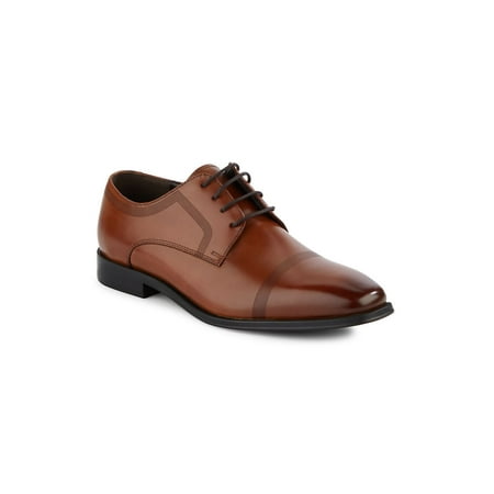 Rib-Trim Leather Derby Shoes