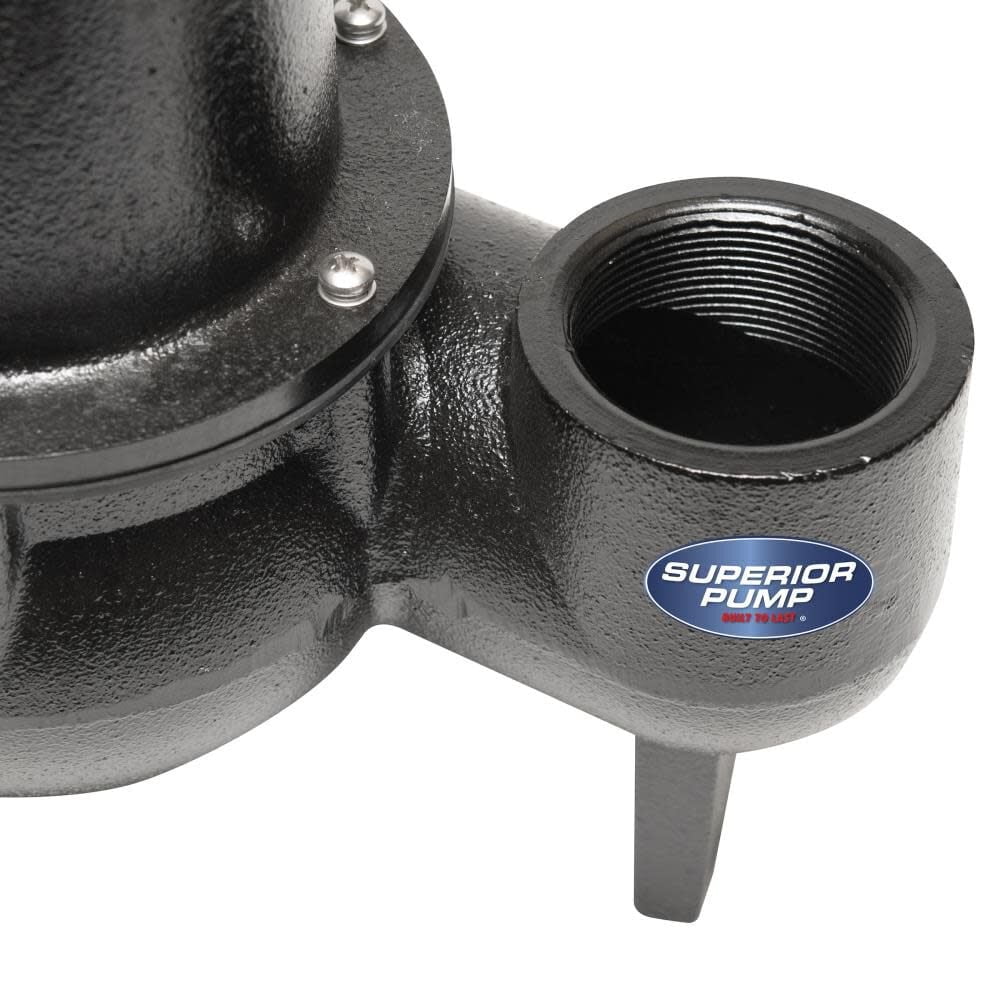 Superior Pump 93501 Continuous Duty Water Sump Pump, 80 Gpm, 1/2 HP, 120 V, 7.6 , 60 Hz, 10 ft