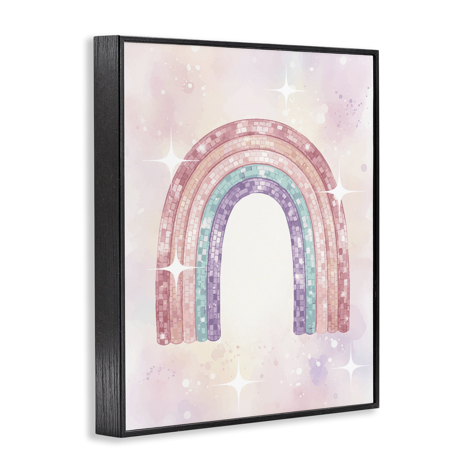 Stupell Industries Pastel Disco Rainbow Sparkles Black Framed Giclee Art, design by Lil' Rue