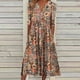 thumbnail image 2 of Vestido estampado de botones de bolsillo de manga corta con cuello en V casual de moda de verano para mujer Fridja bnh4645, 2 of 8