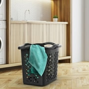Home Logic 2 Bushel Lamper Plastic Laundry Basket with Silver Handles, Black, 2 Pack