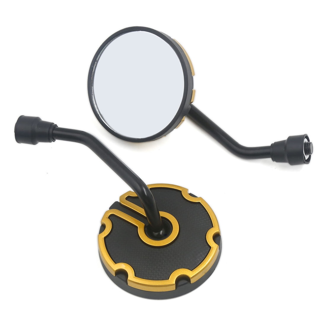 Unique Bargains2 Pcs 10mm Rotatable Round Side Mirror Gold Tone For Motorcycle Scooter Chopper