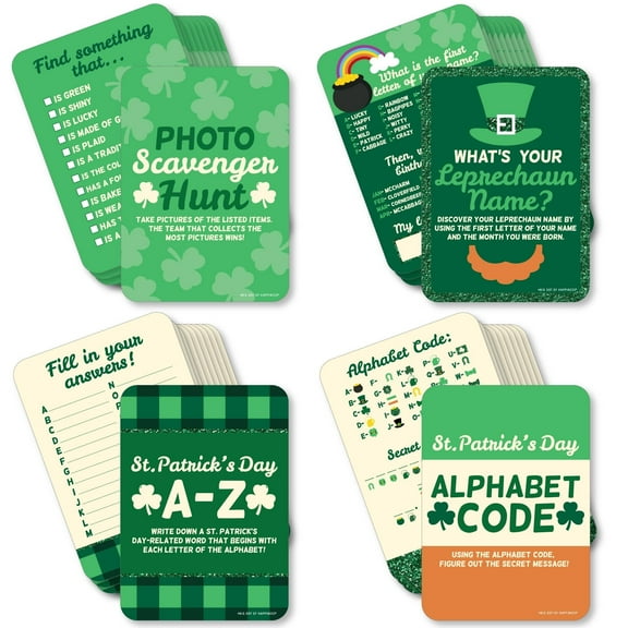 Big Dot of Happiness St. Patrick's Day - 4 Saint Paddy's Day Party Games - 10 Cards Each - Gamerific Bundle