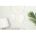 thumbnail image 2 of TJ Global Minimalist Woven Double Hoop Macrame Wall Hanging with Feathers and Tassels, Handmade Boho Decoration Home Decor Ornament Craft Gift, 21 inch x 12 inch (Ivory), 2 of 4