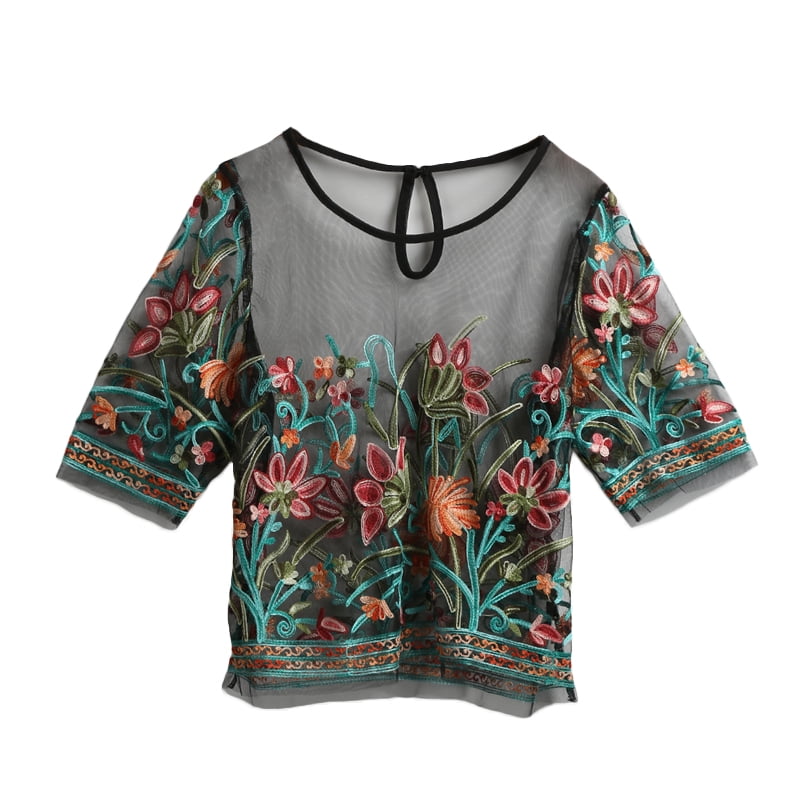 black sheer plus size blouse