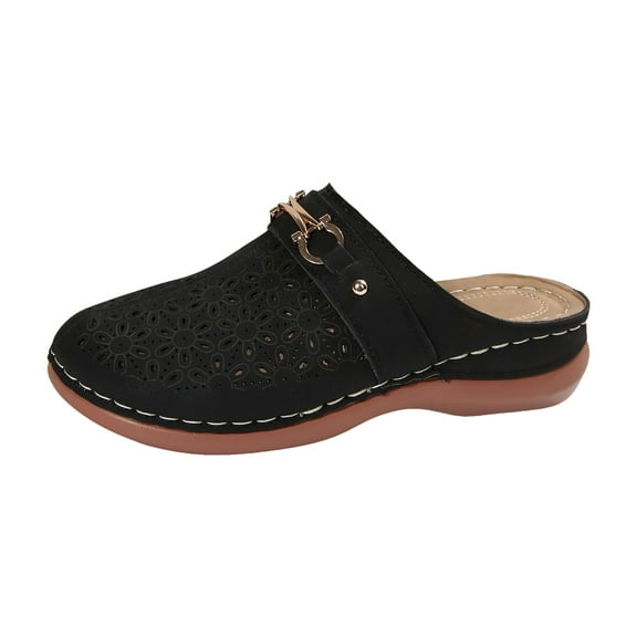 YLYL Clogs for Women Mules Shoes Comfortable Arch Support Closed Toe Backless Low Wedge Slip on Shoes