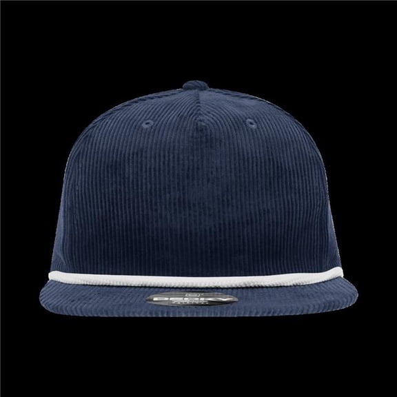 Decky 6043-7NVYWHT 5 Panel High Profile Relaxed Corduroy Rope Hat - Navy & White