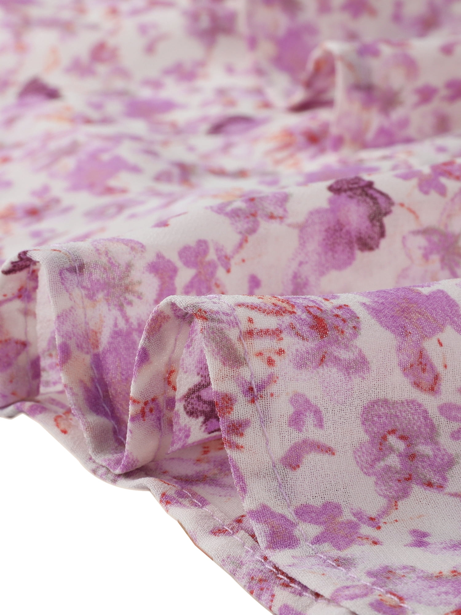 DARING DIVA Women's Elastic Waist A-Line Layered Ruffle Floral Mini Skirt XS Purple