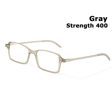 Fashion Elegant Portable Comfortable Eye Protection Ultra Thin Frame Anti-Blue Light Eyeglasses Reading Glasses GRAY STRENGTH 400