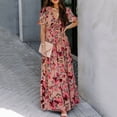 thumbnail image 4 of Ruyang Boho Floral Casual Dress Women's 2024 Summer Short Sleeve Casual Midi Dresses V Neck Floral Sundress Wrap Dress, 4 of 9