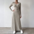 thumbnail image 2 of Knitted Maxi Dress Women Elegant Party Autumn Winter O Neck Long Sleeves Sexy Slim Long Dresses Casual Holiday Street Dress Elegant Party Dresses 2025 Khaki XL, 2 of 5