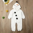 thumbnail image 2 of Infant White Fleece Jumpsuit, Long Sleeve Zipper Open Front Hooded One-piece for Boys and Girls, 0-3 Years, 2 of 7