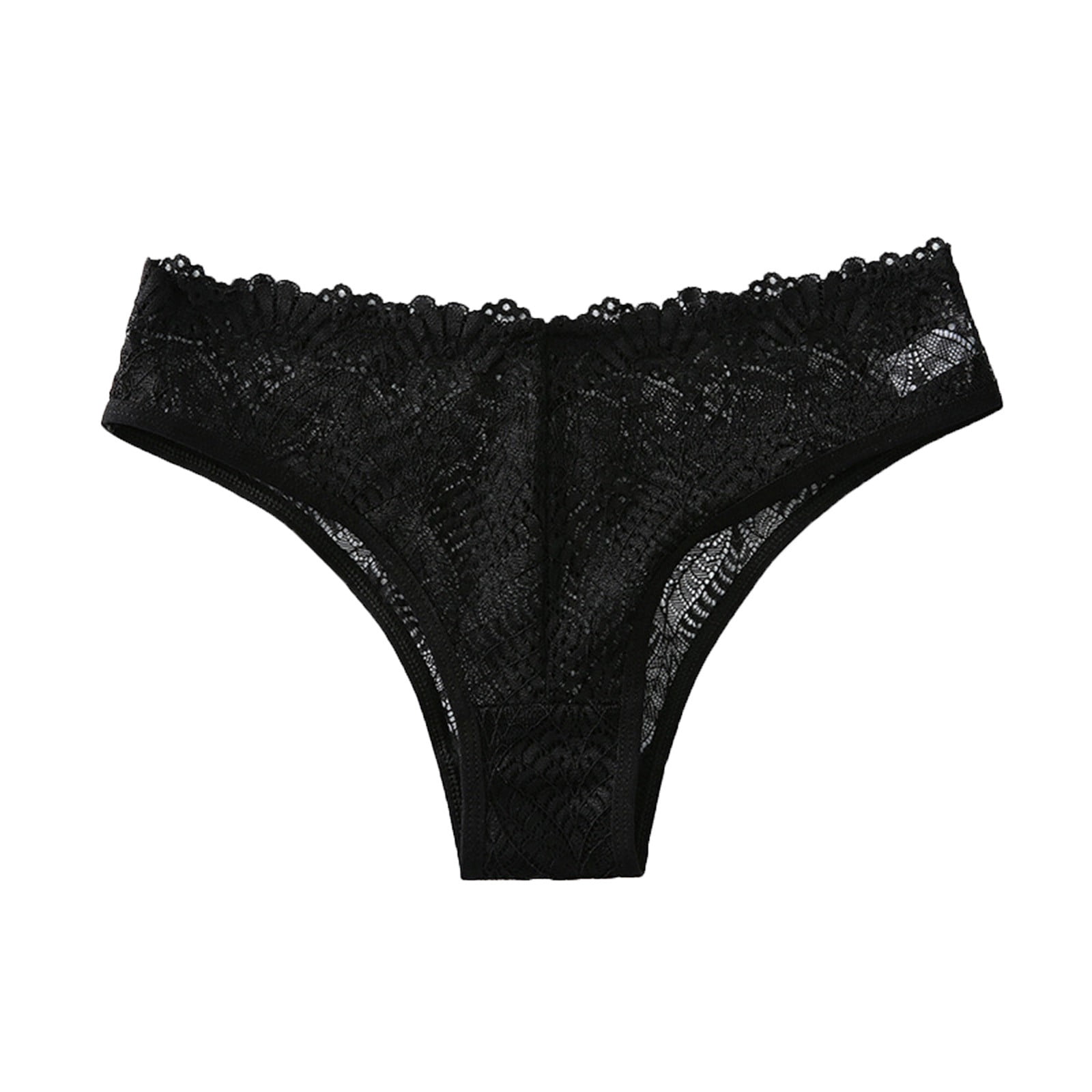 JNGSA Womens Thong Underwear, Lace Trim Soft Sexy Lingerie Panties