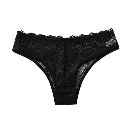 XFLWAM Sexy Lace Underwear Panties for Women Lace Bow Stretch Bikini Underwear Black M