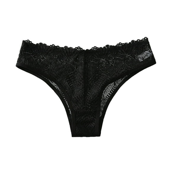 Elainilye Fashion Women's Thong Panties Lace Underwear Sexy Low Waist Underwear Briefs Panties Lingerie,Black