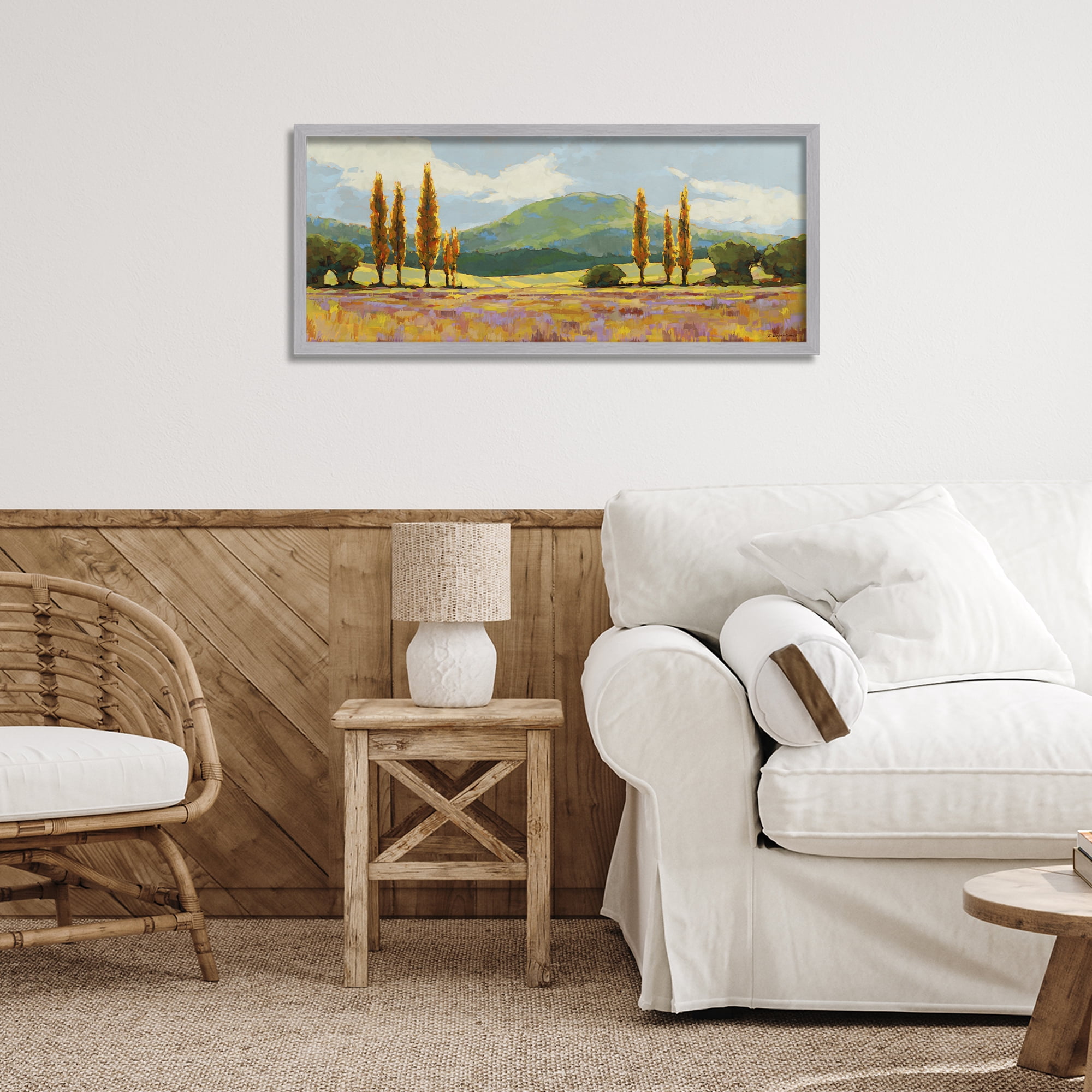 Stupell Industries Countryside with Dabbled Pastels Gray Framed Giclee Art, design by Trevor Copenhaver