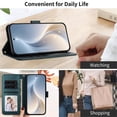 thumbnail image 5 of Wallet Leather Case For Samsung Galaxy A37 5G 6.7",With Card Holder,Wristband, Shockproof Kickstand Embossed Happy Pattern Phone Case,Green,For Galaxy A37 5G, 5 of 8