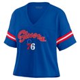thumbnail image 2 of Women's WEAR by Erin Andrews Royal Philadelphia 76ers Color Block Boxy V-Neck T-Shirt, 2 of 4