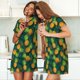 thumbnail image 4 of Balery Pineapples with Palm Leaves Camisón de manga corta con cuello redondo para mujer, cómodo y elegante., 4 of 6