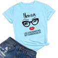 thumbnail image 2 of Camisetas básicas para Mujer Gibobby con estampado letras y dibujos animados cuello redondo Manga corta Informal super(Azul celeste,M), 2 of 3