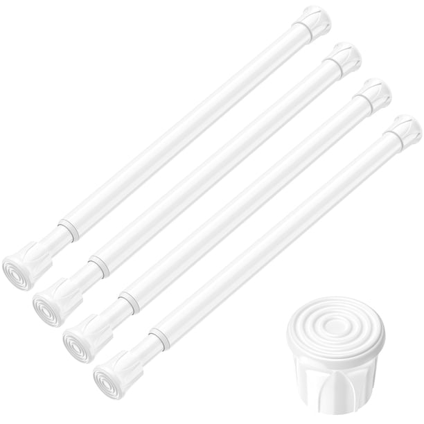 Barra de cortina tensora AIZESI, 20-30 cm, acero blanco, juego de 4 piezas