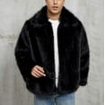 thumbnail image 5 of RYDCOT Men's Faux Plush Coat Winter Warm Long Coats Thicken Jacket Long Sleeved Lapel Warm Outerwear Black, 5 of 9