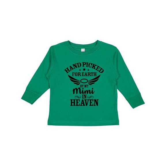 Inktastic Handpicked for Earth By My Mimi in Heaven with Angel Wings Boys or Girls Long Sleeve Toddler T-Shirt