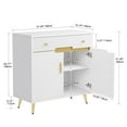 thumbnail image 6 of DWVO Kitchen Buffet Sideboard Cabinet With Drawers, Modern Coffee Bar Storage Cabinet with Adjustable Shelf - White & Gold, 6 of 11